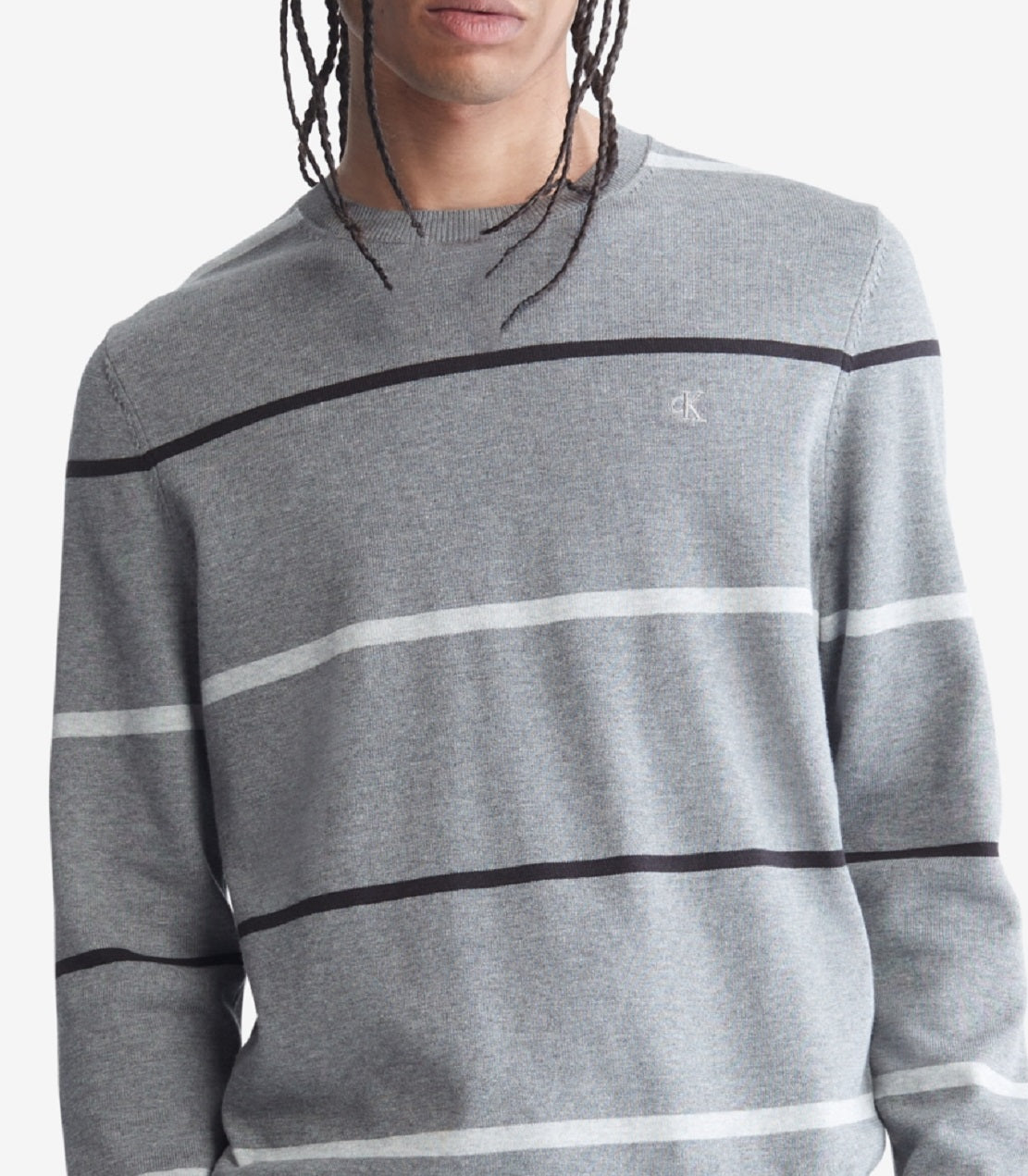 Suéter Calvin Klein Masculino Supima Algodão Gola Redonda Cinza Tamanho X-G