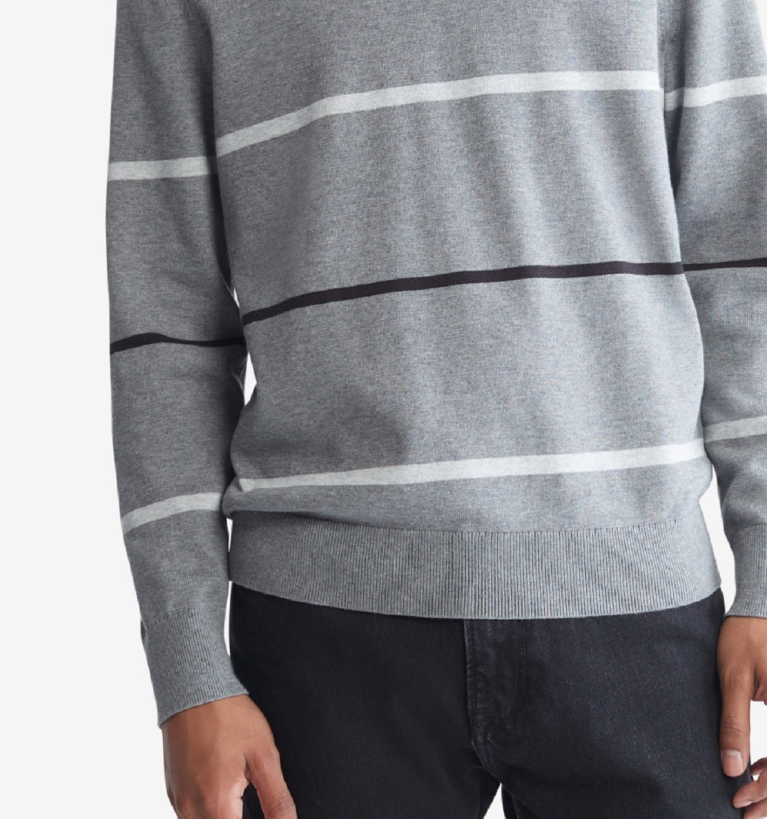 Suéter Calvin Klein Masculino Supima Algodão Gola Redonda Cinza Tamanho X-G