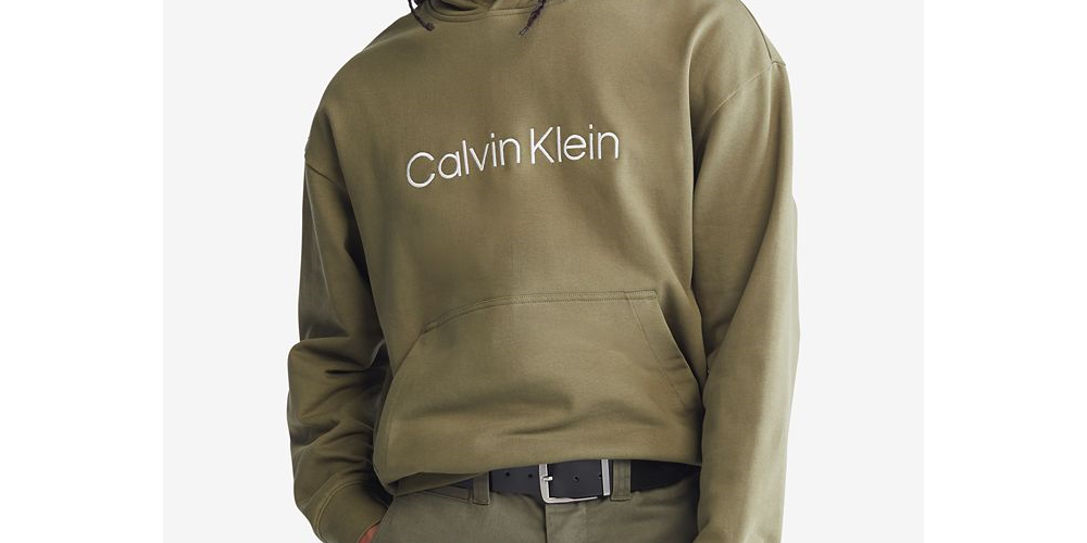Calvin Klein Masculino Relaxed Fit Standard Logo Terry Hoodie Marrom Tamanho Médio