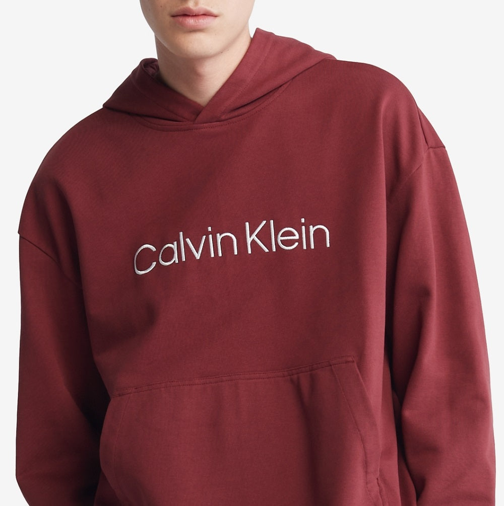 Calvin Klein Masculino Relaxed Fit Standard Logo Terry Hoodie Vermelho Tamanho Médio