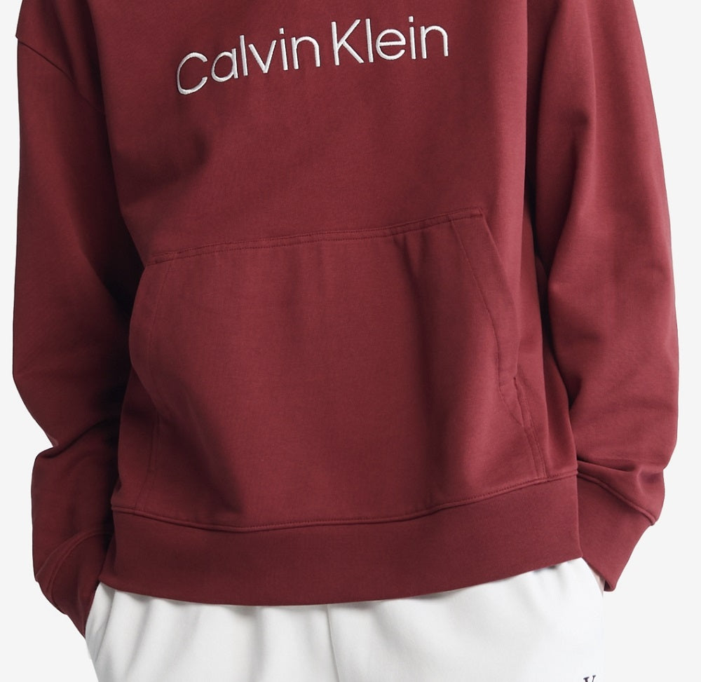 Calvin Klein Masculino Relaxed Fit Standard Logo Terry Hoodie Vermelho Tamanho Médio