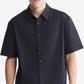 Camisa Calvin Klein Masculina Manga Curta Lisa com Bolso e Botões, Preta, Tamanho Grande