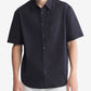 Camisa Calvin Klein Masculina Manga Curta Lisa com Bolso e Botões, Preta, Tamanho Grande