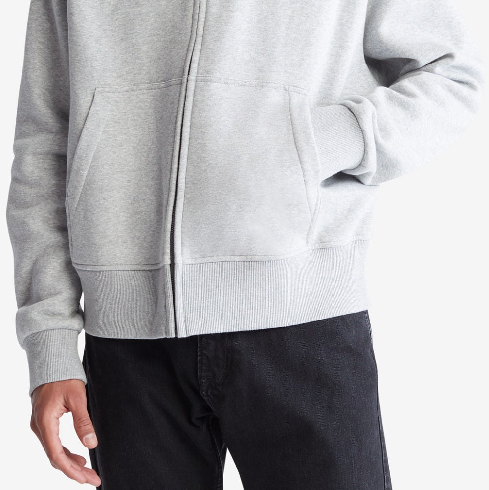 Jaqueta bomber masculina Calvin Klein Relaxed Fit Archive Logo Fleece, cinza, tamanho grande