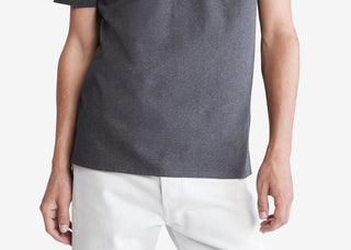 Camisa polo masculina Calvin Klein Regular Fit de algodão liso com monograma e logotipo, cinza, tamanho grande