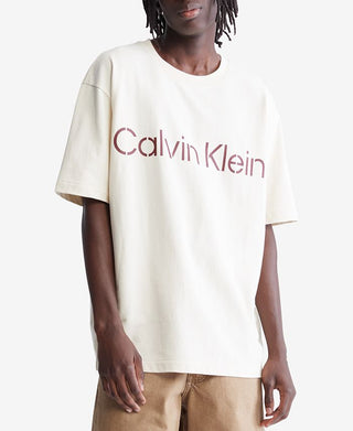 Camiseta Calvin Klein Masculina Relaxed Fit Stencil Logo Vermelha Tamanho XX-G