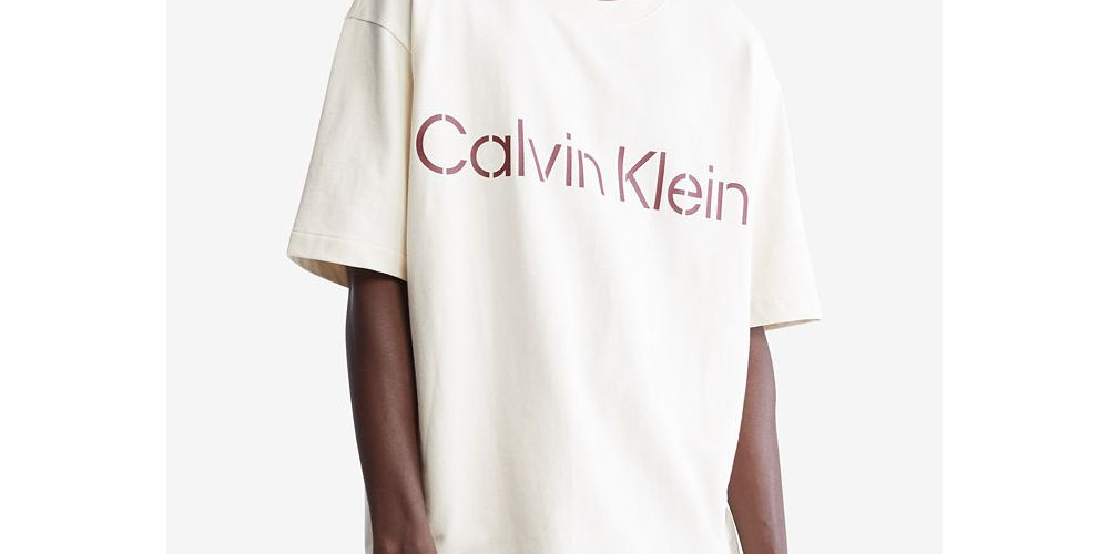 Camiseta Calvin Klein Masculina Relaxed Fit Stencil Logo Vermelha Tamanho XX-G