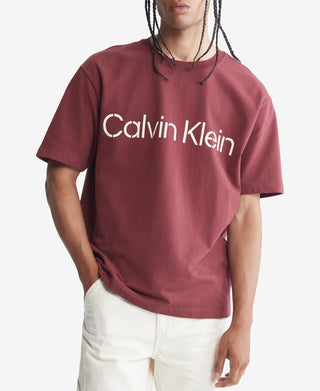 Camiseta Calvin Klein Masculina Relaxed Fit Stencil Logo Vermelha Tamanho XX-G