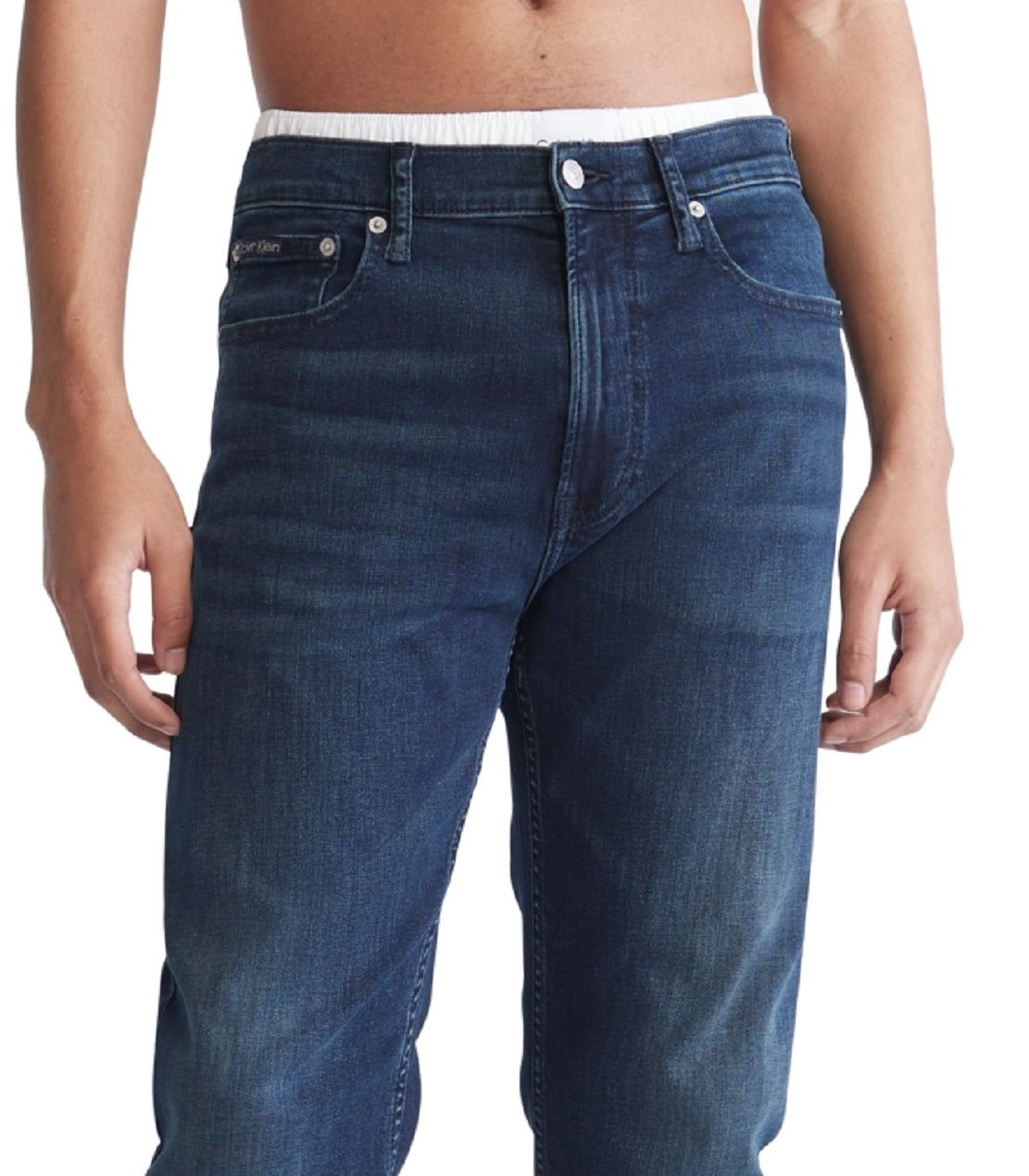 Calça Jeans Stretch Calvin Klein Masculina Standard Straight Fit Azul Tamanho 36X30