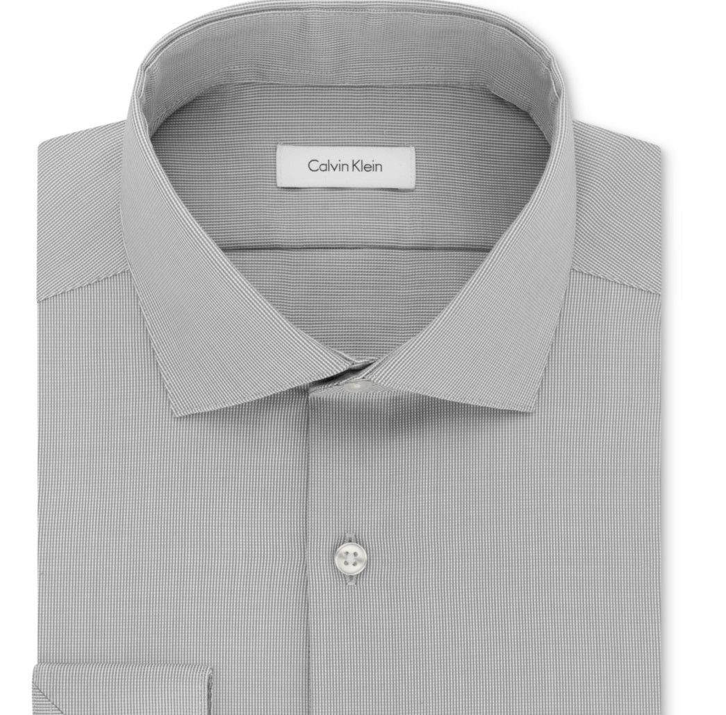 Camisa social Calvin Klein masculina slim fit, elástica, sem passar, cinza, tamanho 15,5 x 34 x 35