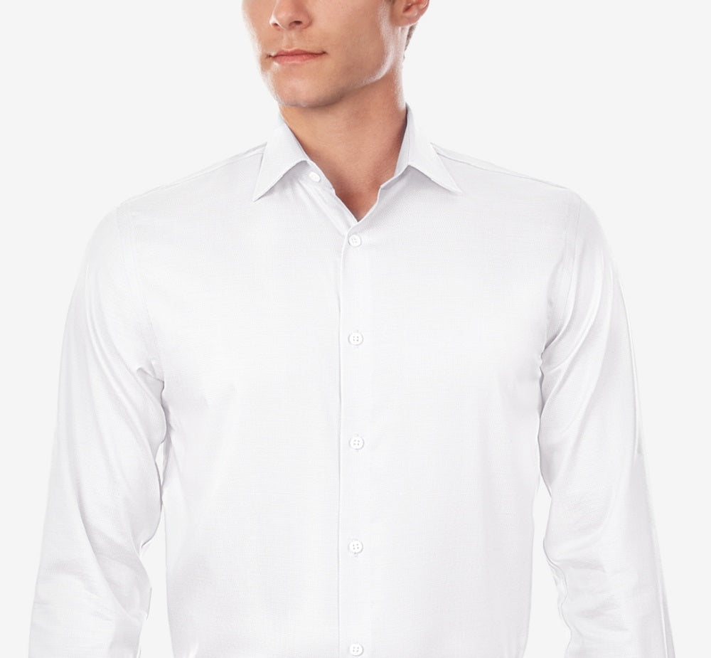 Camisa social masculina Michael Kors Stretch Non Iron Performance Regular Fit Airsoft, branca, tamanho 15x32x33