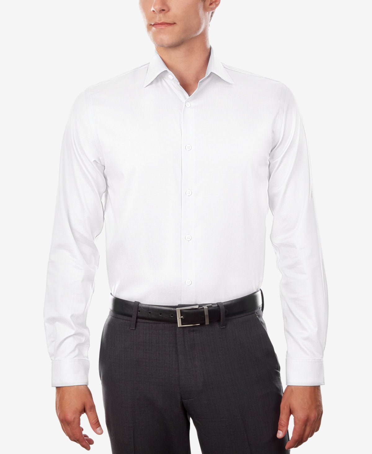 Camisa social masculina Michael Kors Stretch Non Iron Performance Regular Fit Airsoft, branca, tamanho 15x32x33