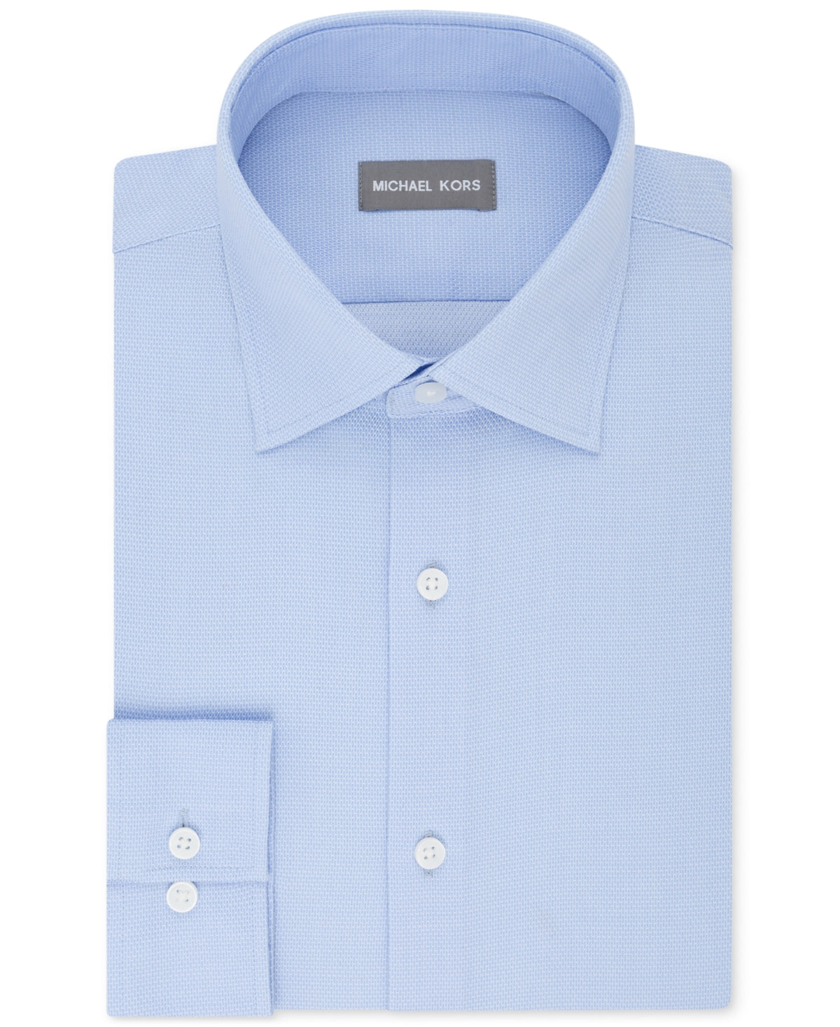 Camisa social masculina Michael Kors Regular Fit Airsoft sem passar a ferro, azul, tamanho 16,5 x 32 x 33