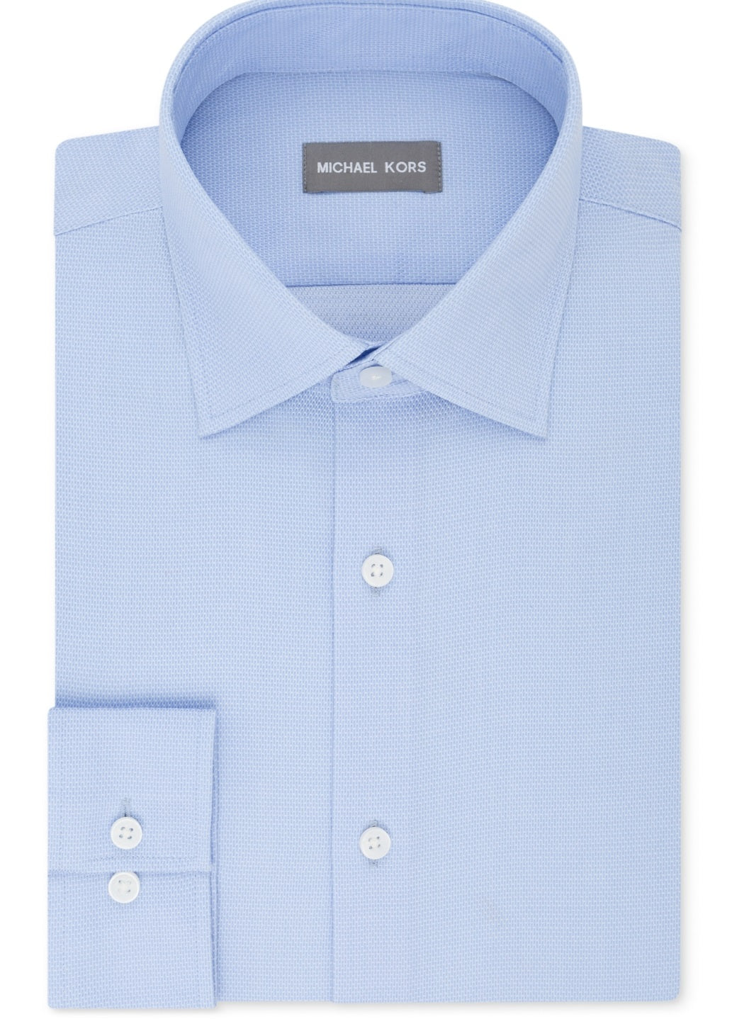 Camisa social masculina Michael Kors Regular Fit Airsoft sem passar a ferro, tamanho azul, 18,5 x 34 x 35