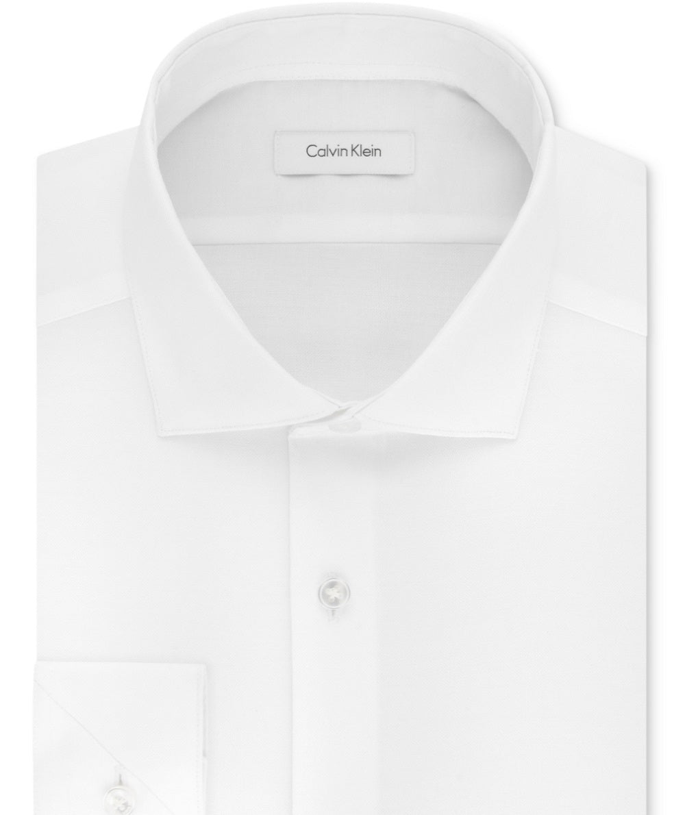 Camisa social masculina Calvin Klein Slim Fit Stretch, sem passar a ferro, branca, tamanho 15x32x33
