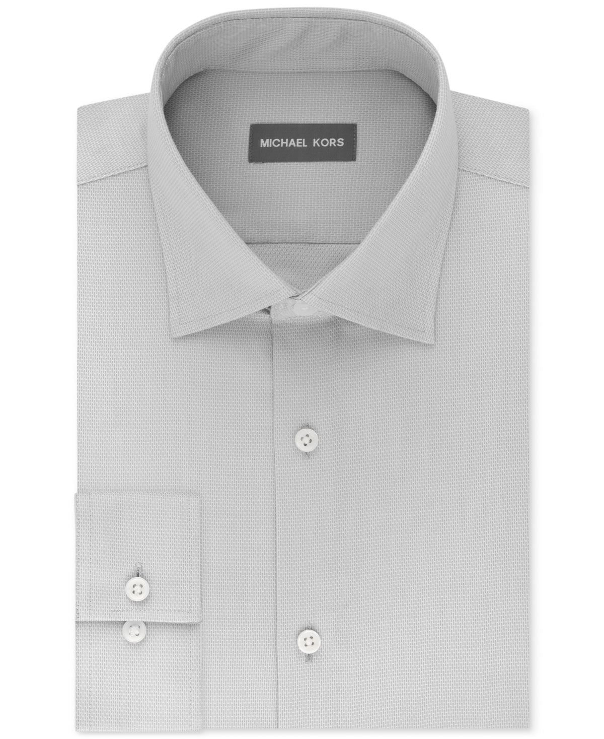 Camisa social masculina Michael Kors Regular Fit Airsoft sem passar a ferro, cinza, tamanho 17,5 x 34 x 35