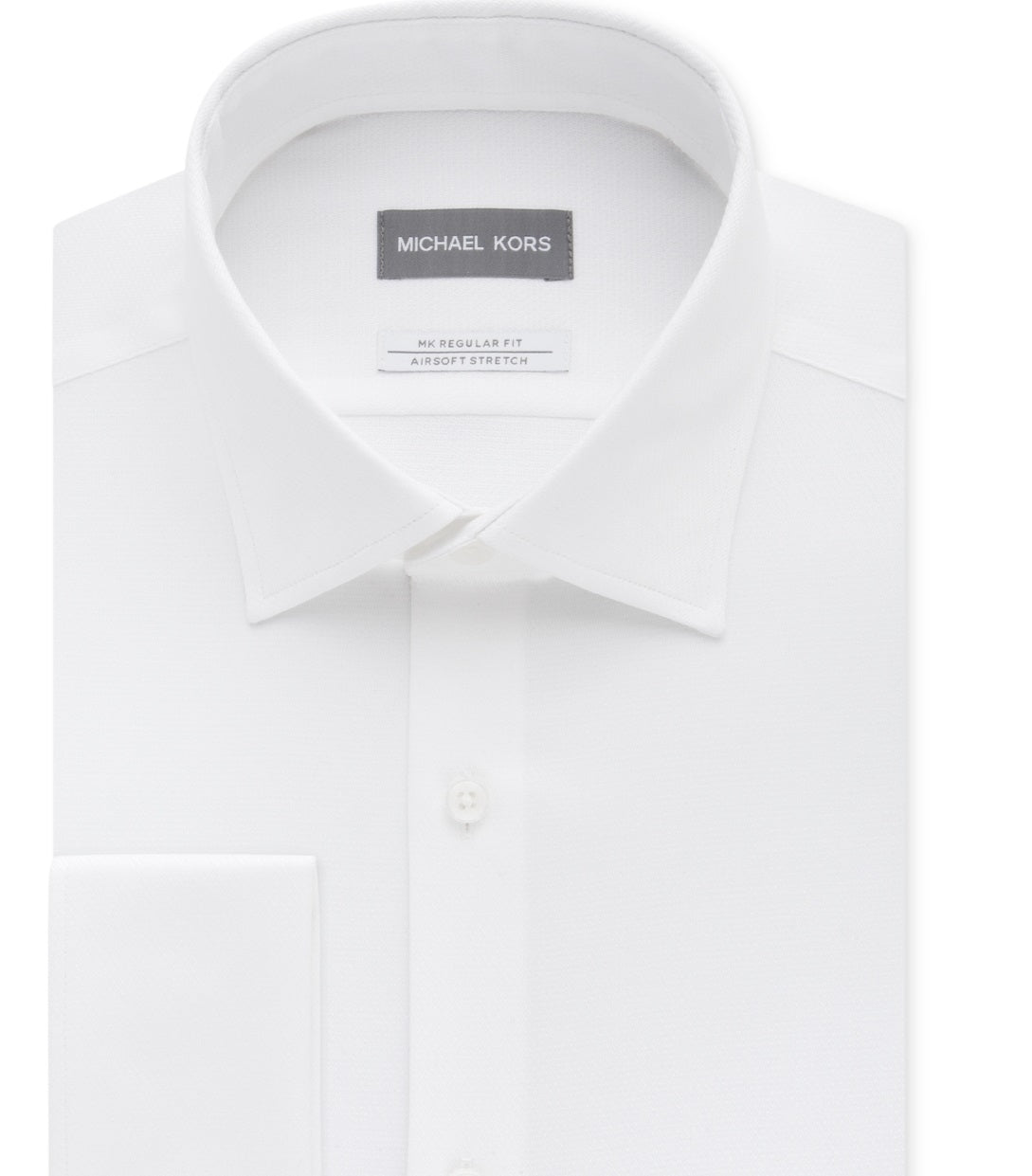 Camisa social masculina Michael Kors Regular Fit Airsoft sem passar a ferro com punho francês, tamanho branco, 16x32x33