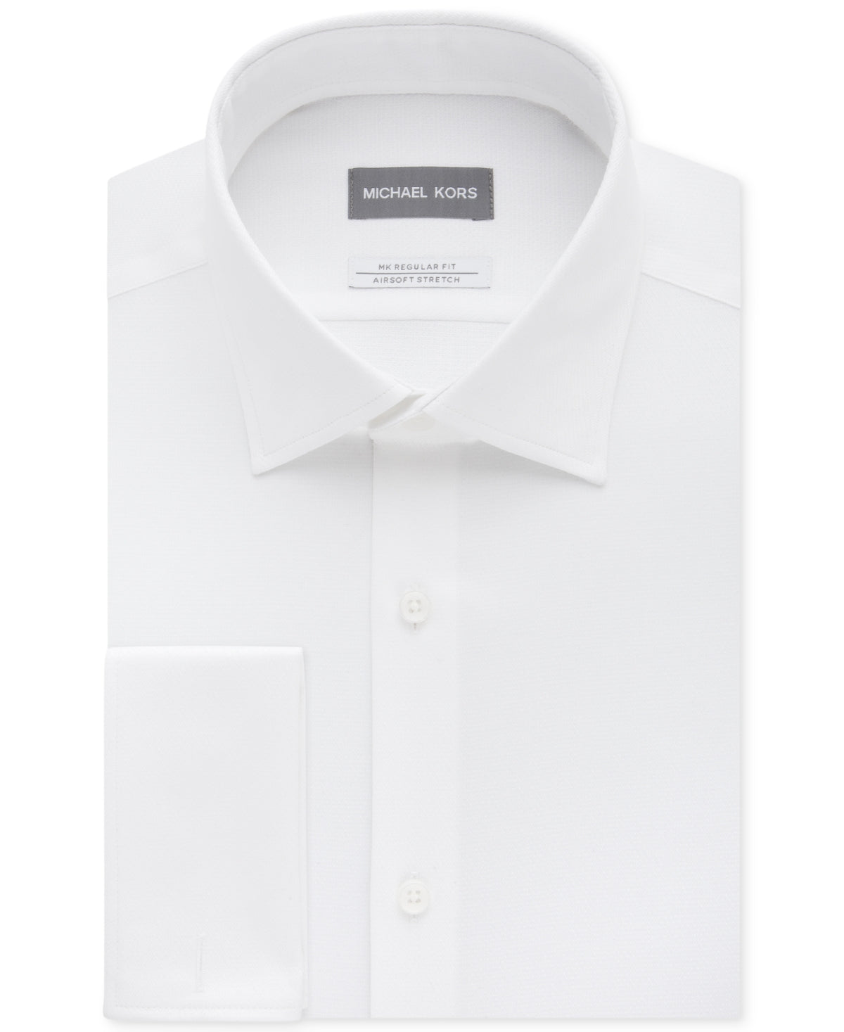 Camisa social masculina Michael Kors Regular Fit Airsoft sem passar a ferro com punho francês, tamanho branco, 16x32x33