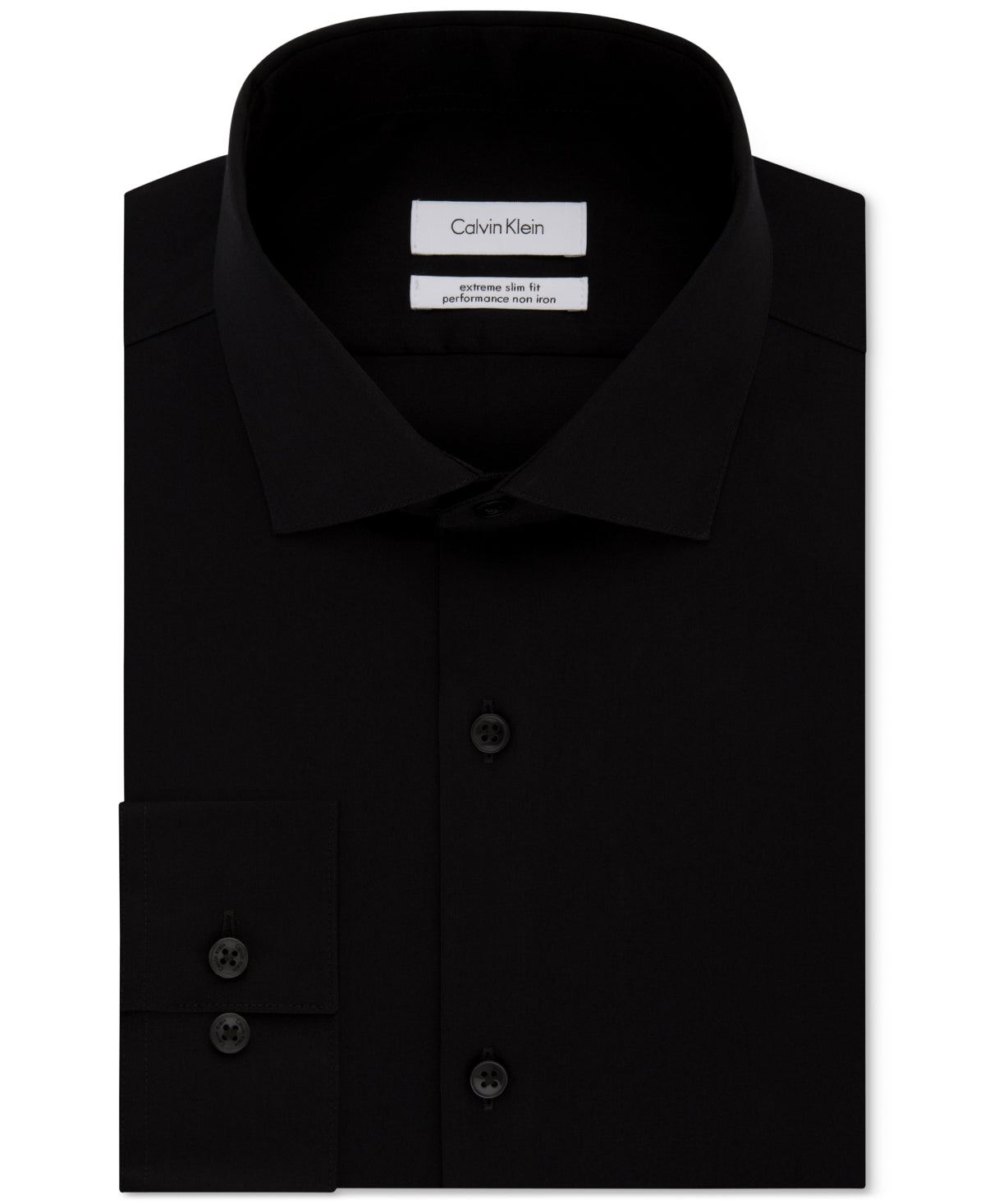Camisa social masculina Calvin Klein Extra Slim Fit, não precisa passar, preta, tamanho 16x34x35