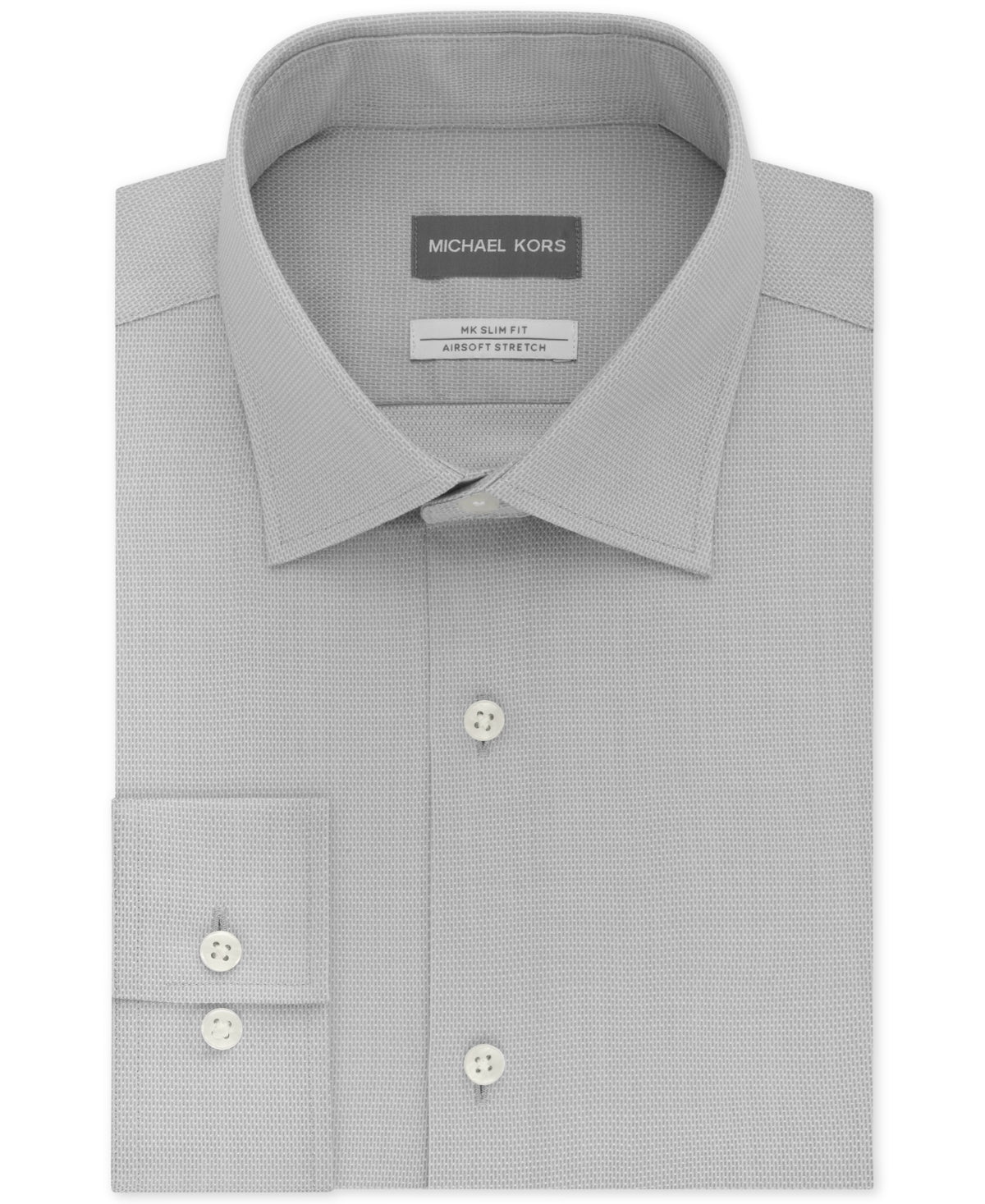 Camisa social masculina Michael Kors Slim Fit Airsoft Performance sem passar a ferro, cinza, tamanho 17 x 34 x 35