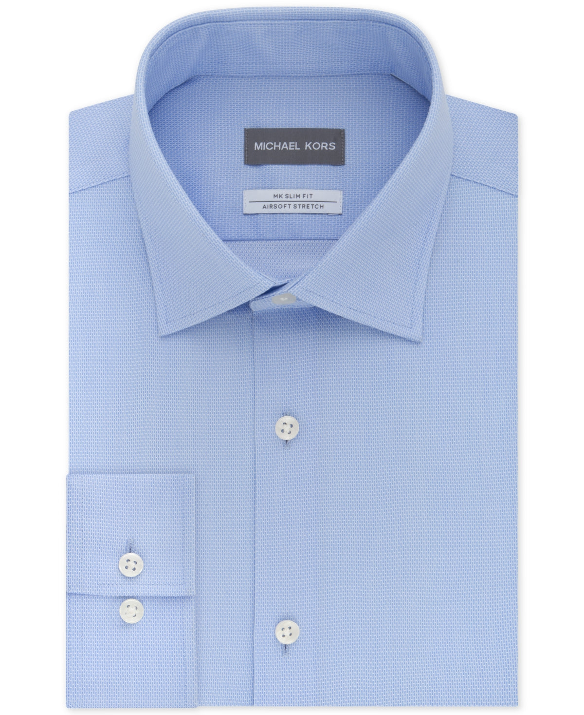 Camisa social masculina Michael Kors Slim Fit Airsoft sem passar a ferro, azul, tamanho 16,5 x 34 x 35