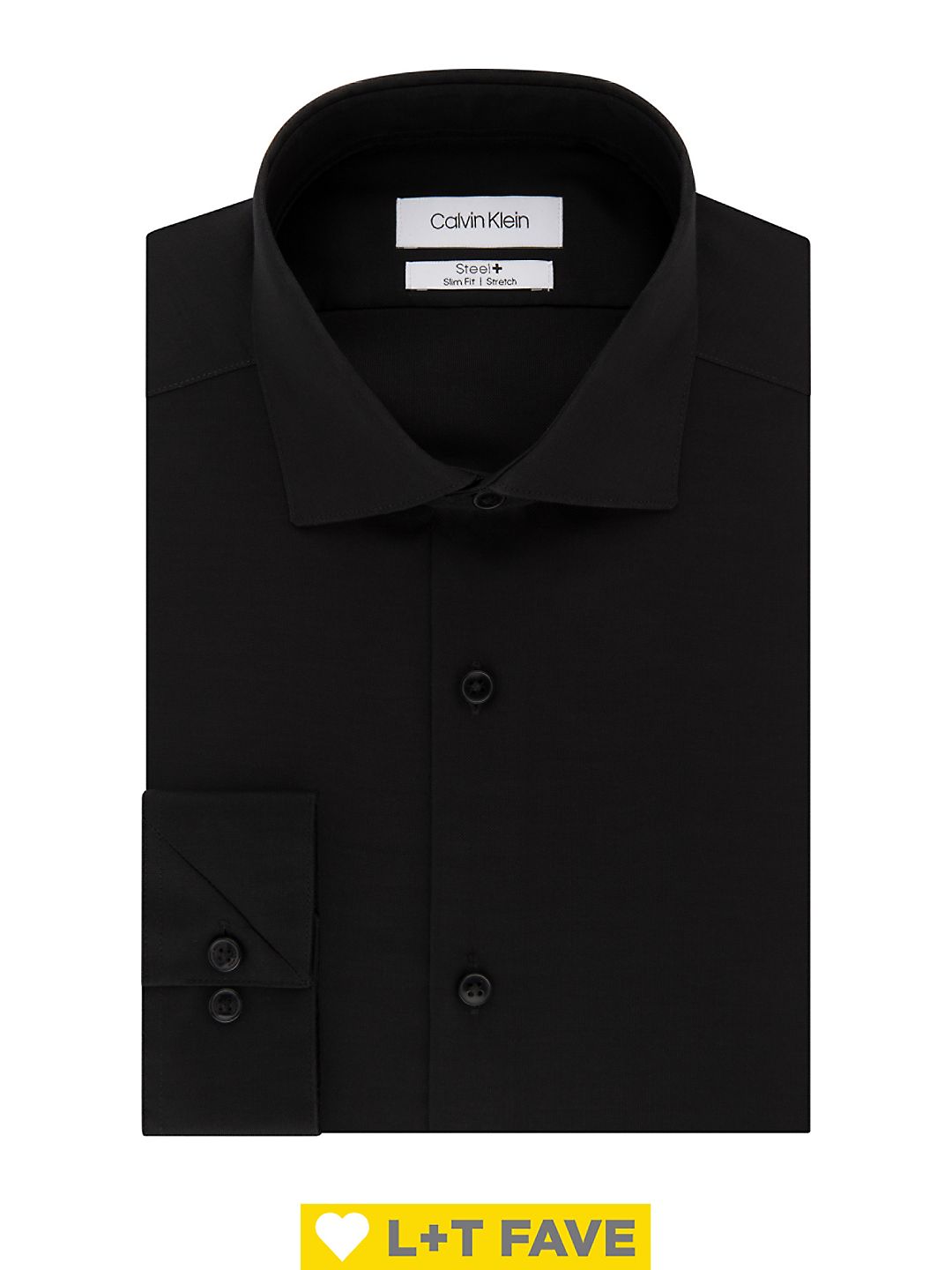 Camisa social masculina Calvin Klein Slim Fit Stretch, preta, tamanho 15,5 x 34 x 35