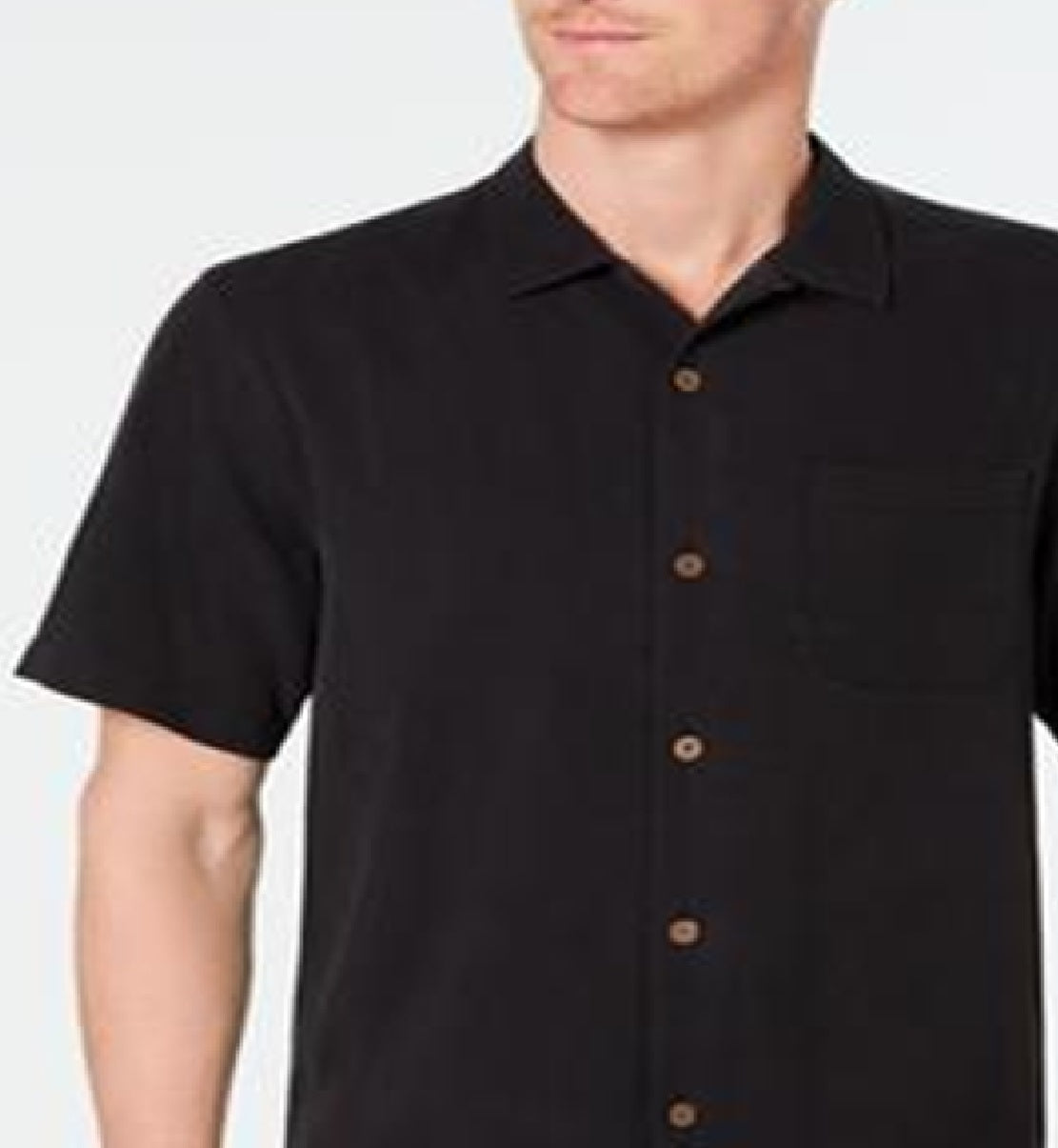 Camisa de seda Tommy Bahama Weekend Tropics masculina, preta, tamanho G