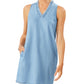 Vestido feminino Tommy Bahama com babados e cambraia, azul, tamanho pequeno