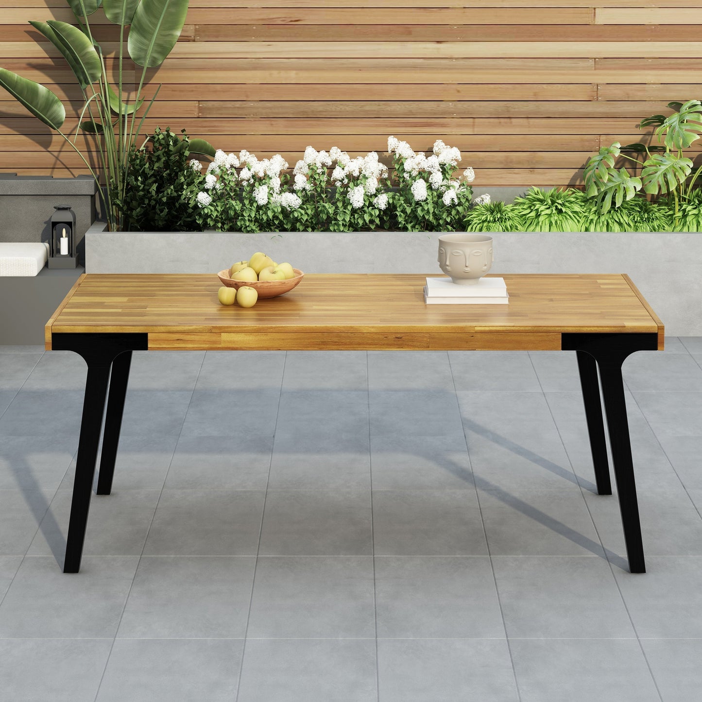Acacia Wood Patio Dining Table, 69'L Rectangle Outdoor Table