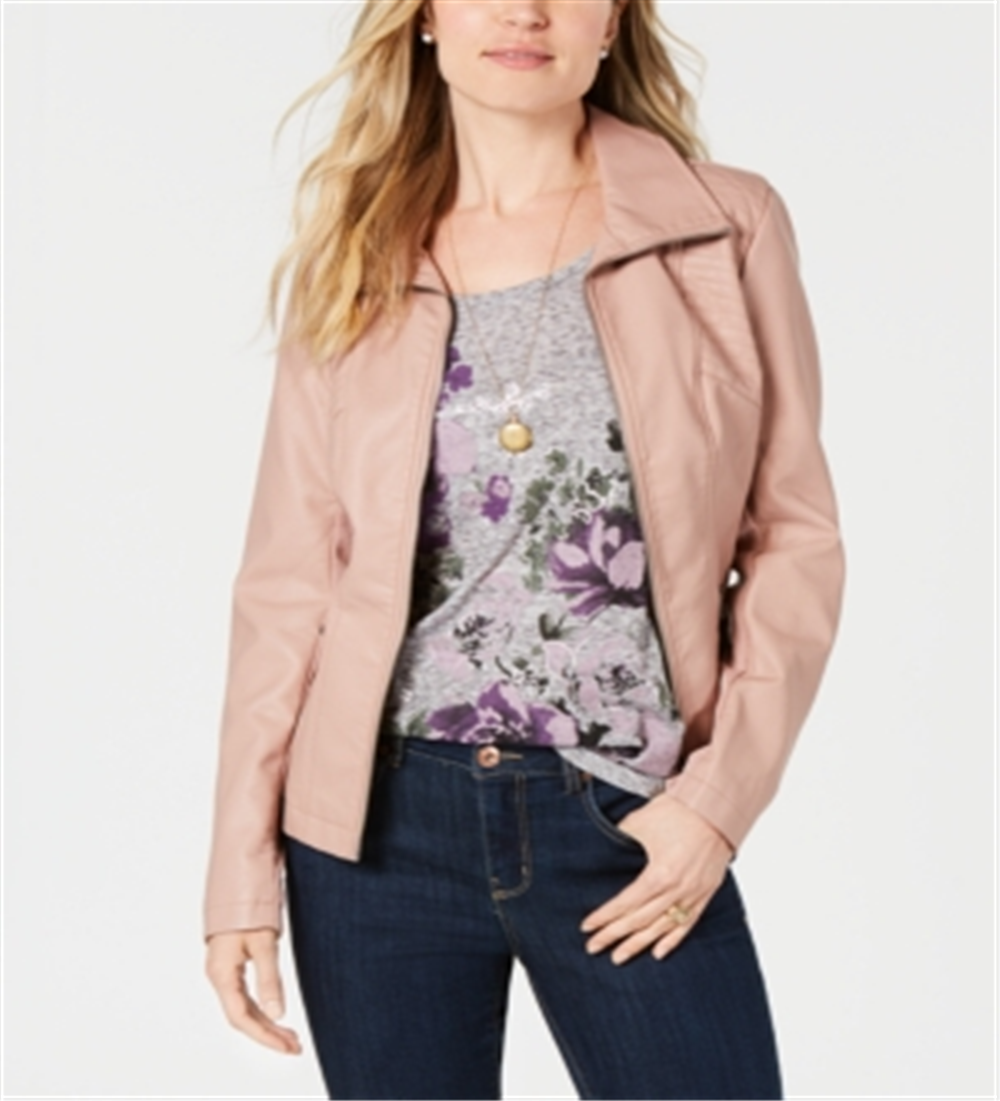 Jaqueta de couro sintético feminina Style &amp; Co, rosa, tamanho XX-G