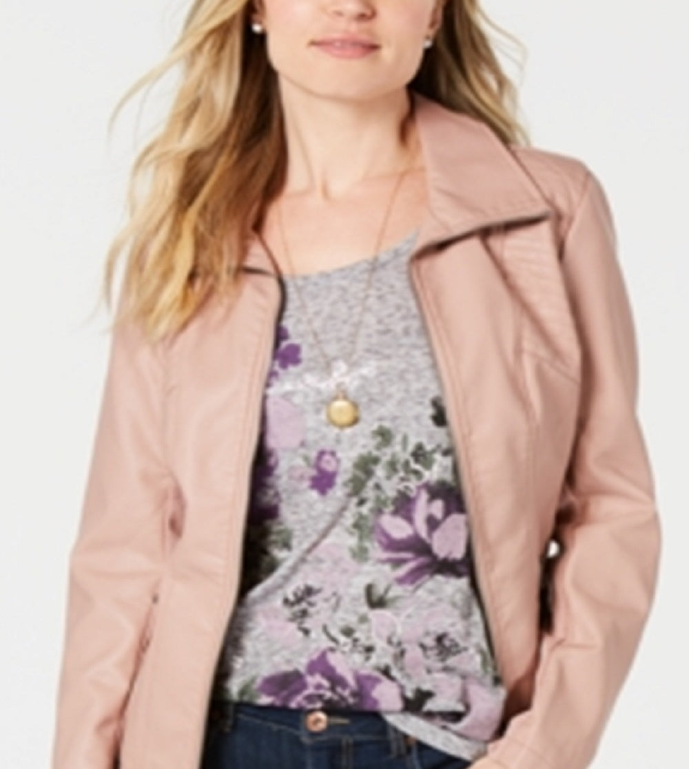 Jaqueta de couro sintético feminina Style &amp; Co, rosa, tamanho XX-G