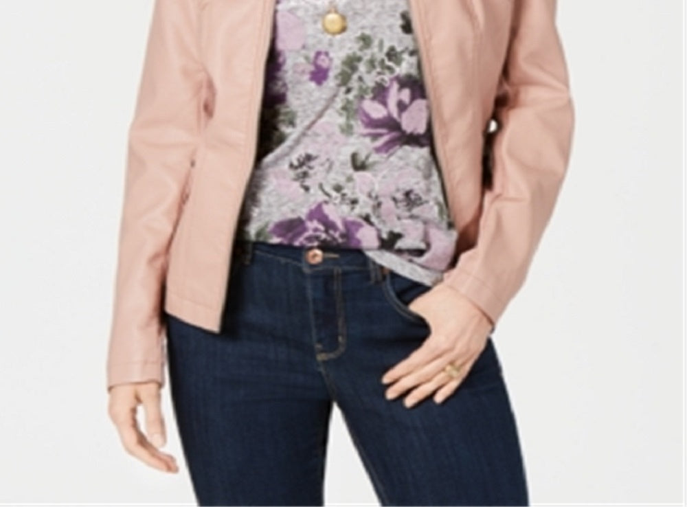 Jaqueta de couro sintético feminina Style &amp; Co, rosa, tamanho XX-G