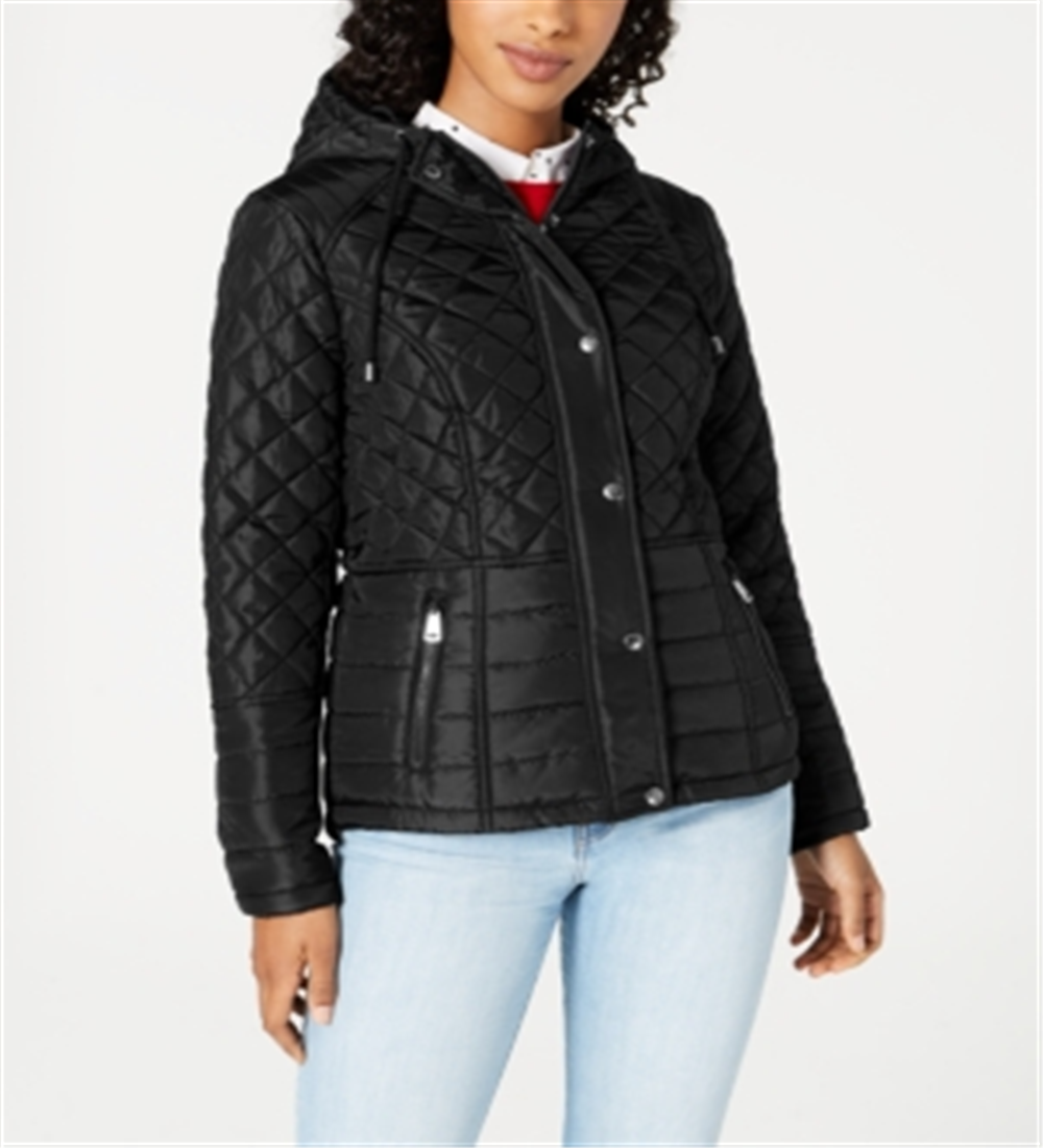 Casaco acolchoado com capuz Sebby Junior, preto, tamanho X-S