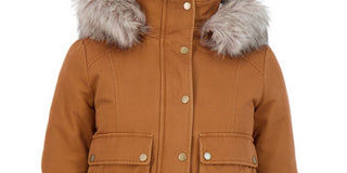 Jaqueta bomber com capuz e acabamento falso Sebby Junior's marrom, tamanho pequeno