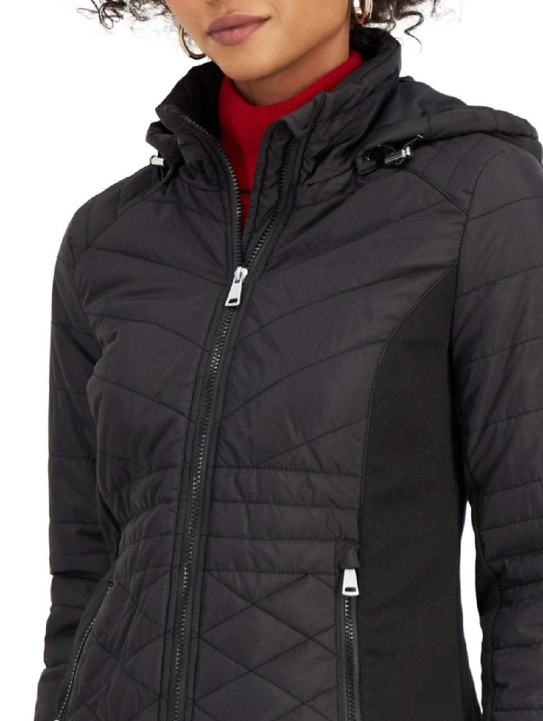 Capa de chuva acolchoada com capuz Sebby Junior, preta, tamanho X-S