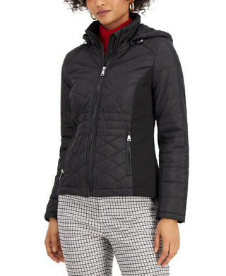 Capa de chuva acolchoada com capuz Sebby Junior, preta, tamanho X-S