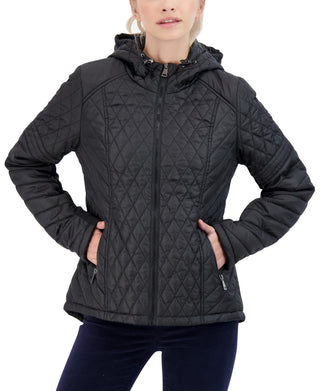 Capa de chuva acolchoada com capuz Sebby Junior, preta, tamanho pequeno