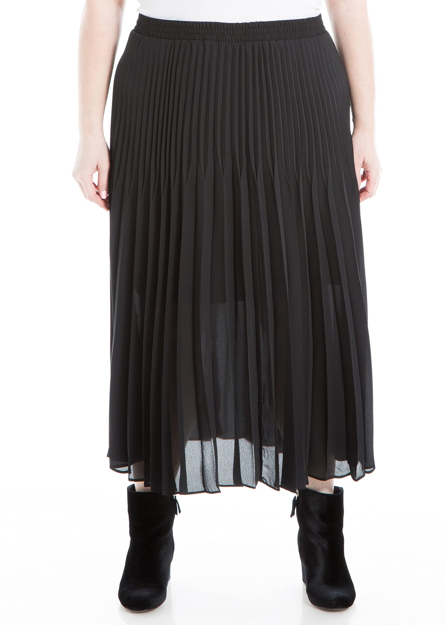 Max Studio Women's Plus Size Pleated Skirt, Black, 1X