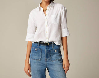 J.Crew - Camisa de botões em sarja espinha de peixe