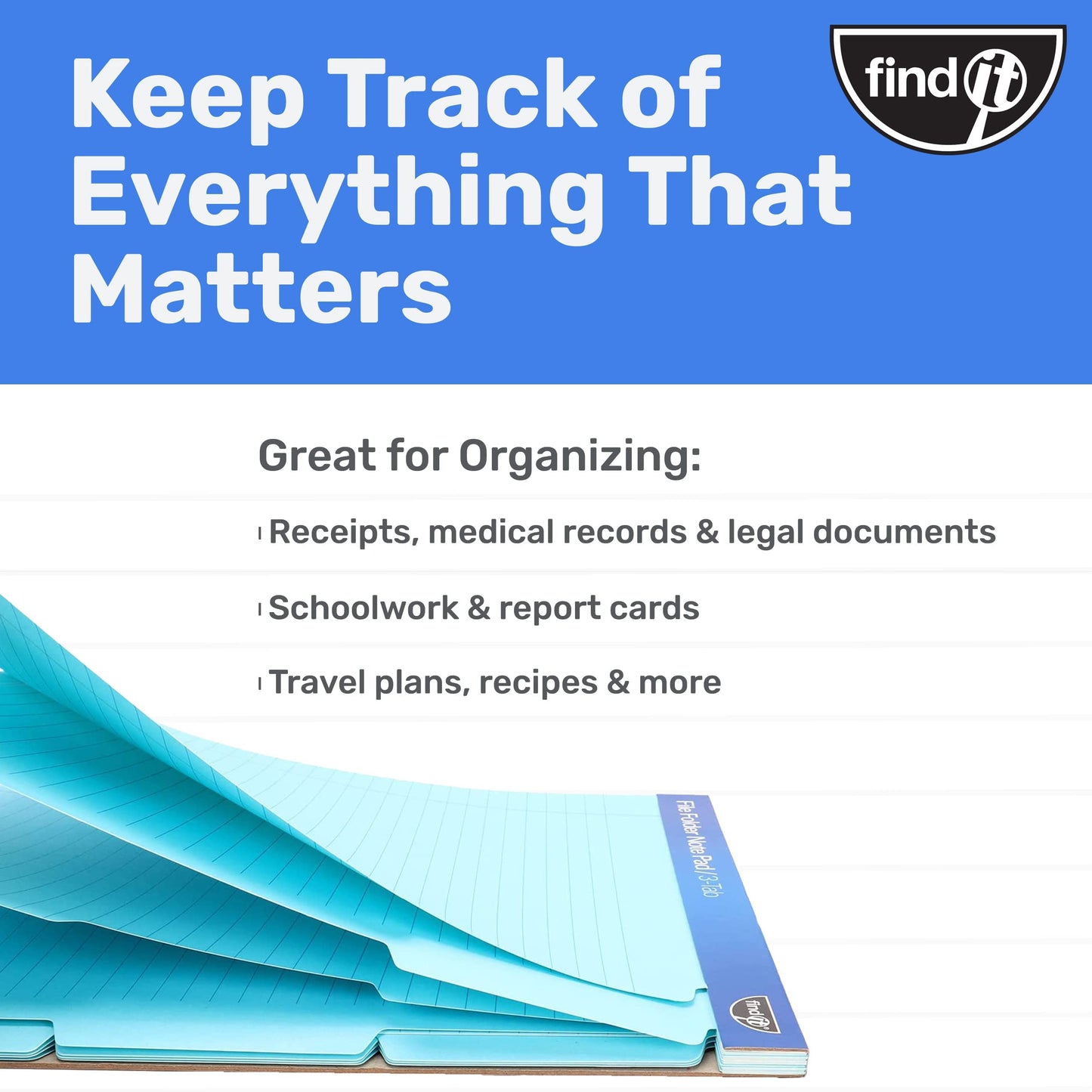 Bloco de notas para pasta de arquivo - Pacote com 12 
