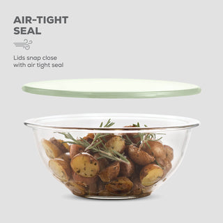 Tigelas de vidro para misturar com tampas - conjunto de 8 peças 