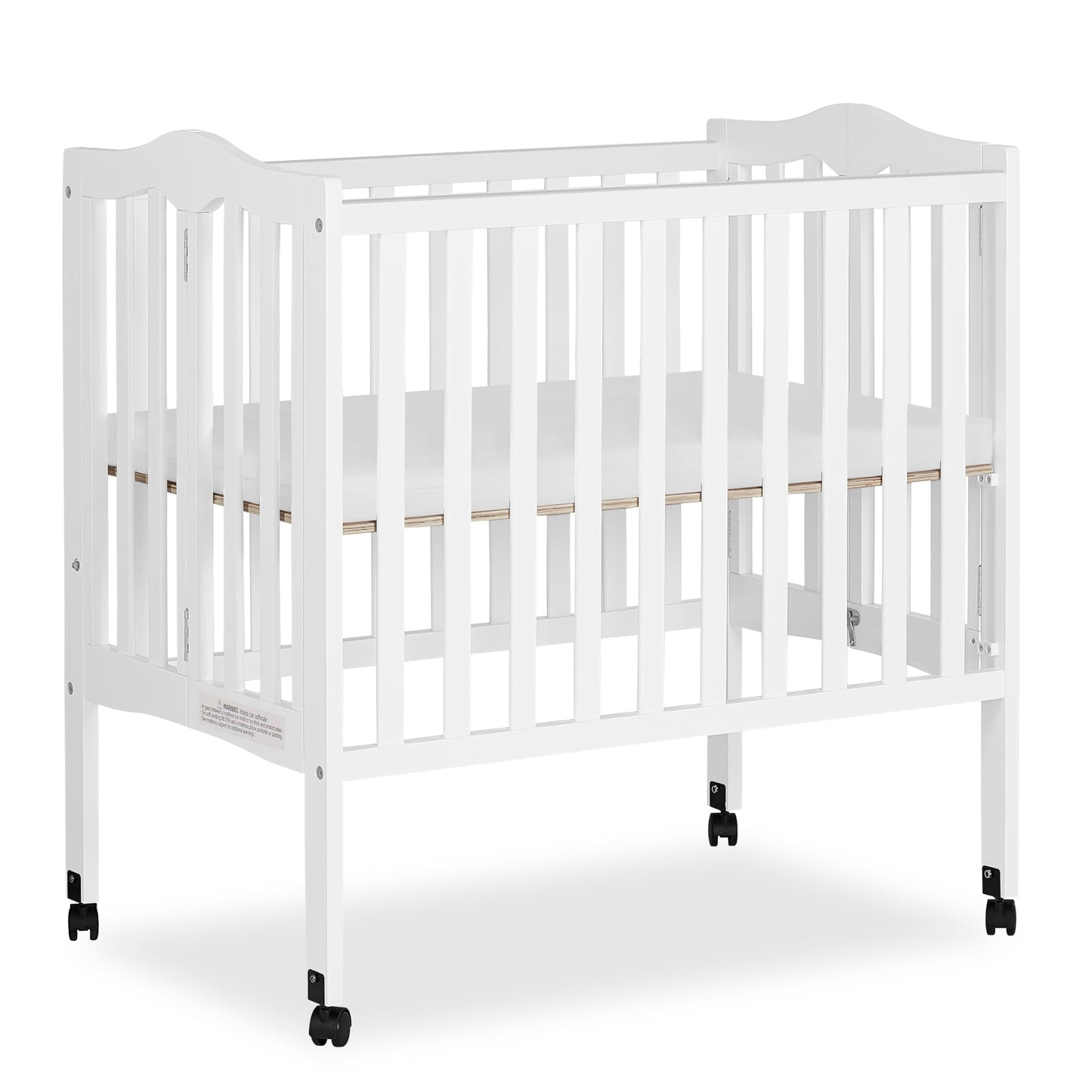 Dream On Me 2In1 Lightweight Folding Portable Stationary Side Crib In White Greenguard Gold Certified Baby Crib To Playpen Folds Flat For Storage Locking Wheels