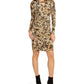 Thalia Sodi Chain-Detail Wrap Dress Neutral Animal Size M