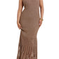 ELOQUII Women's Plus Size Metallic Open Stitch Sweater Dress - 22/24, Gold