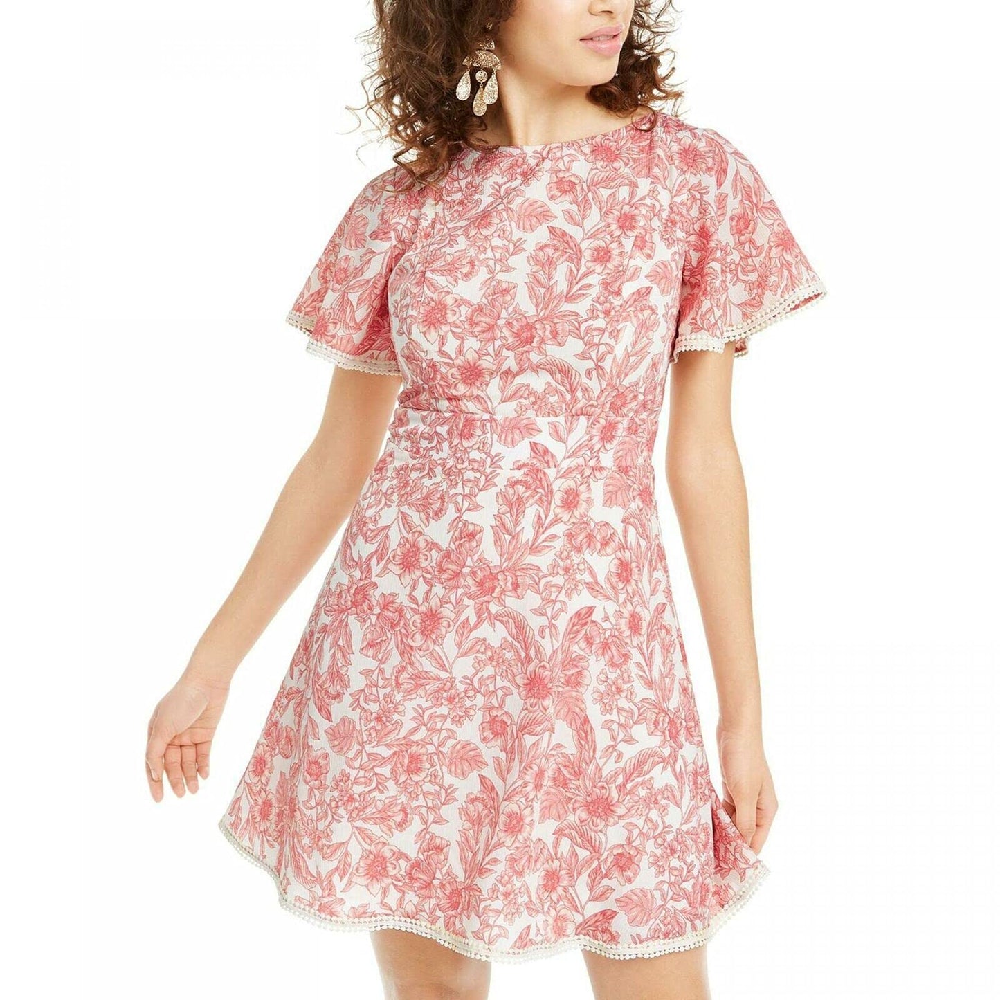 B. Darlin Womens Juniors Floral Print Open Back Mini Dress Pink 9/10