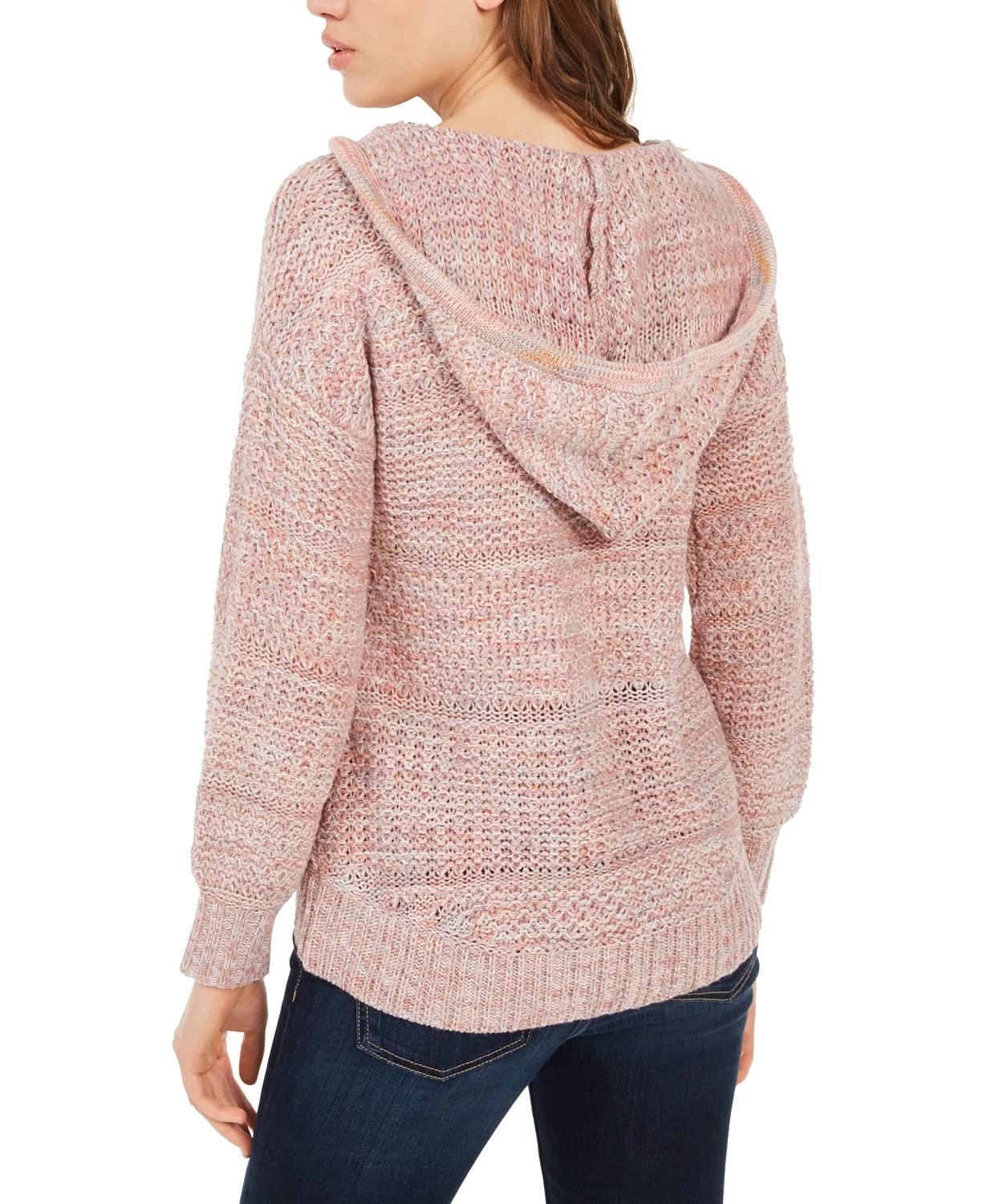 American Rag Juniors'' Mixed Knit Pullover Hoodie Pink Size Small