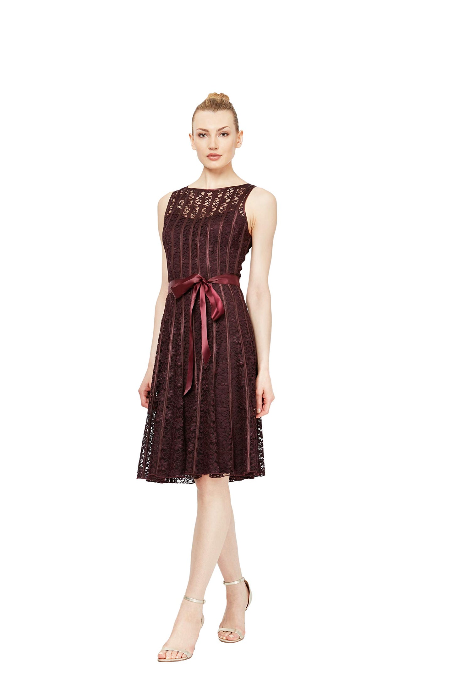 S.L. Fashions Women's Fit and Flare Dress, Fig Sleeveless, 16
