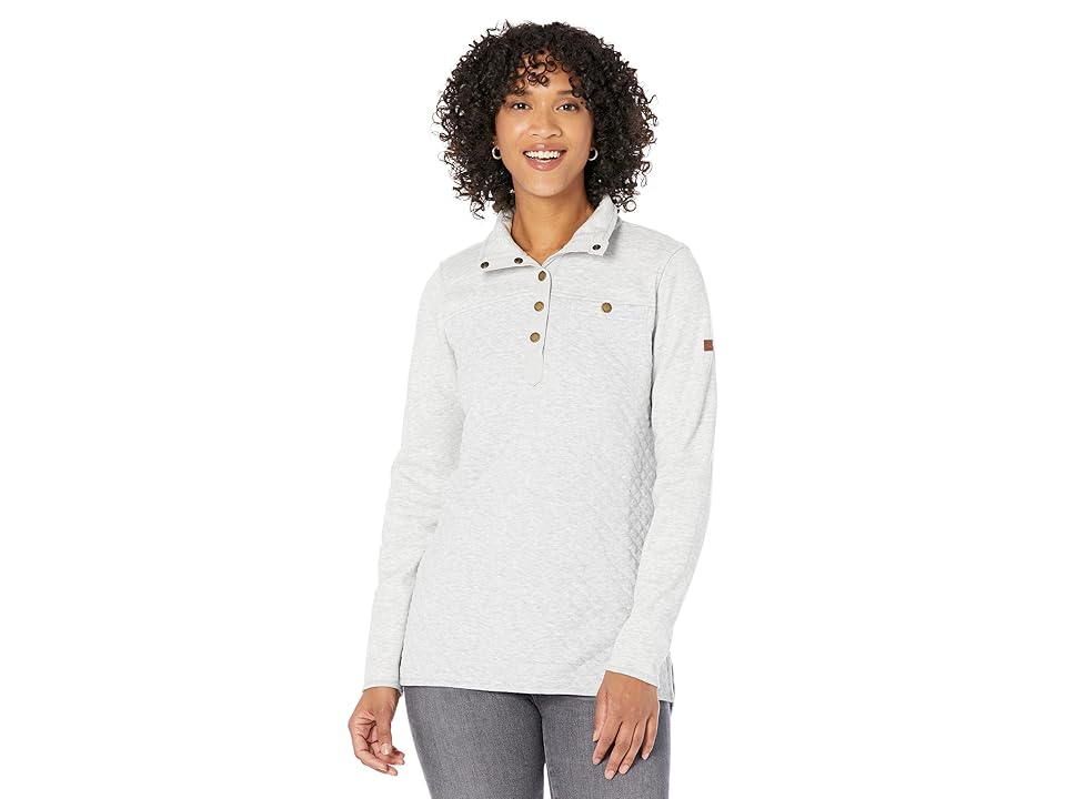 LLBean Quilted Mock Neck Tunic - Light Gray Heather