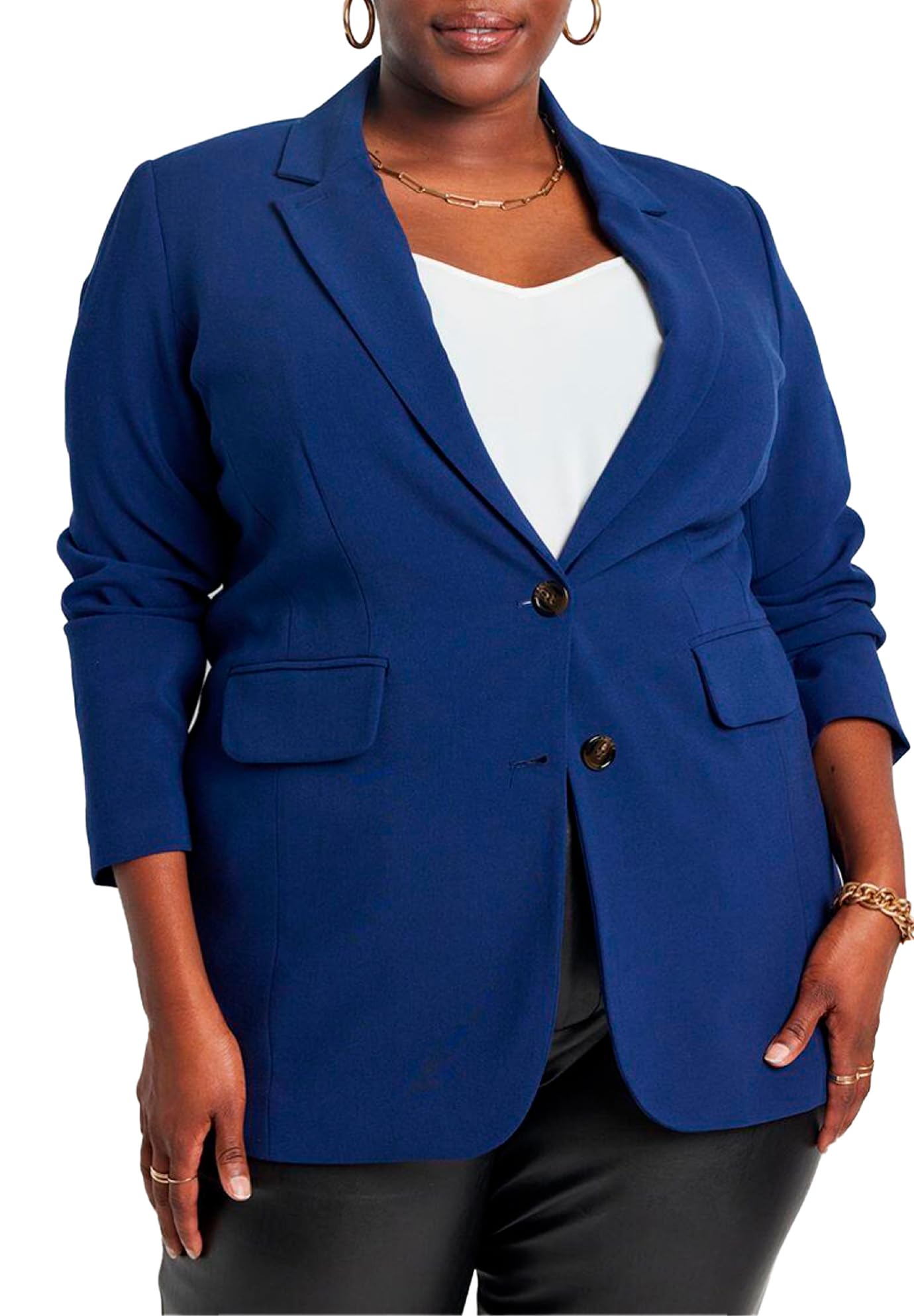 ELOQUII Women's Plus Size The 365 Semi Stretch Two Button Blazer - 22, Ocean Cavern