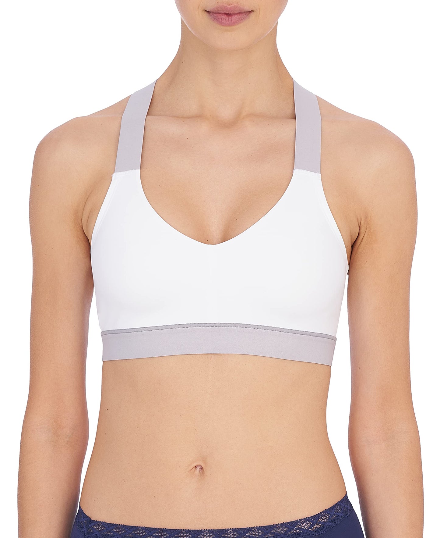 Natori Women Dynamic Racerback Sport Bralette (White/Lead, Medium)